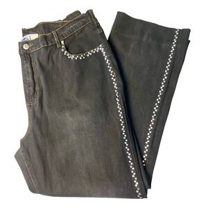 DG2 by Diane Gilman Women's‎ 18W Jeans Black Rhinestone Elastic Waist Denim